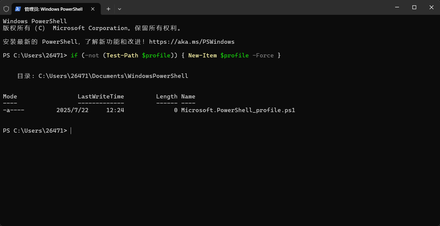 检查 PowerShell 配置文件是否存在的命令