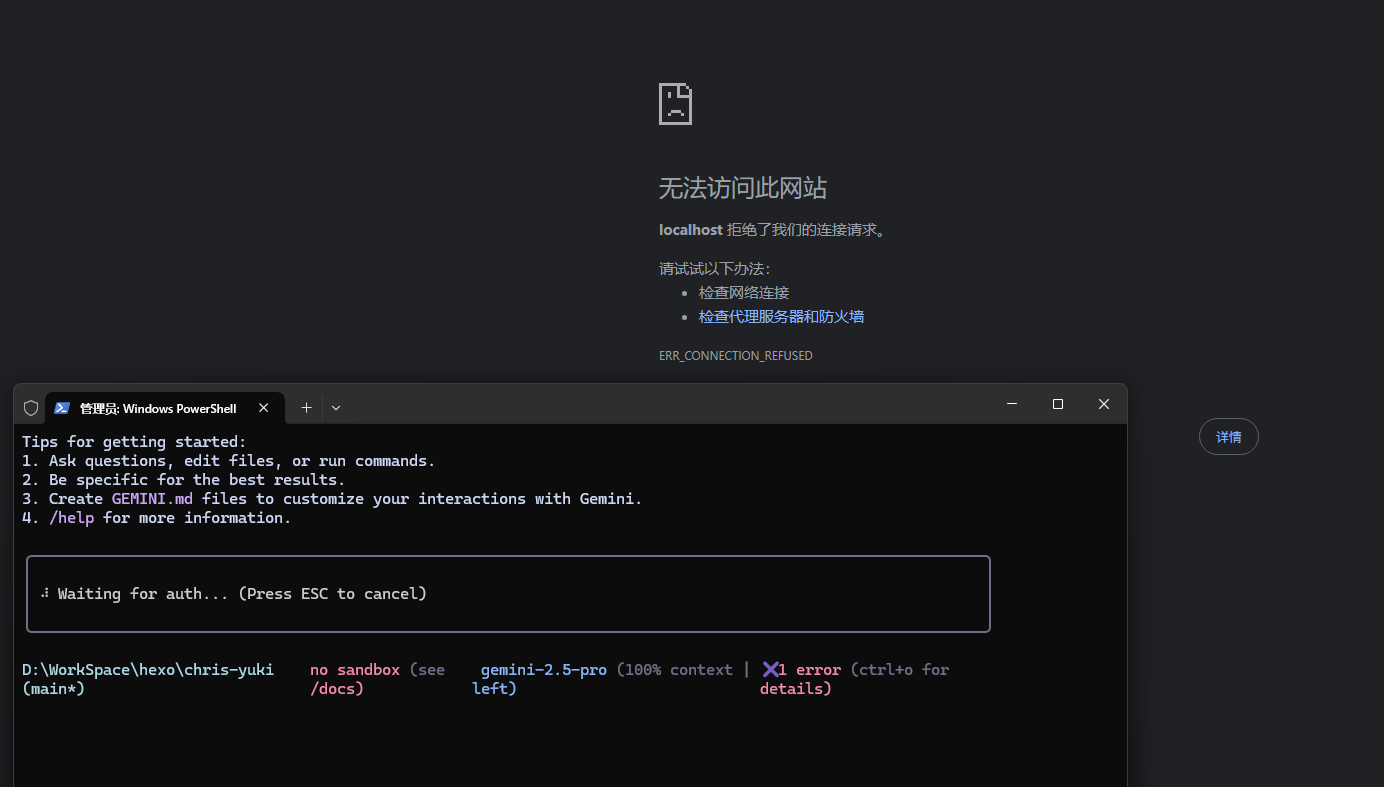 Gemini CLI 登录失败的错误信息
